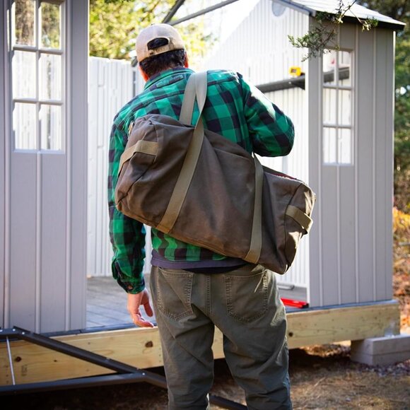 Waxed Canvas All Purpose Military Style Duffle Bag, Water-Resistant, Adjustable - Picture 6 of 12